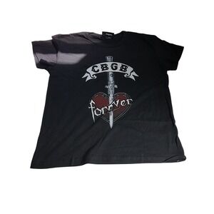 CBGB OMFUG Forever Dagger Heart Graphic T-Shirt Black Mens Medium Made in USA